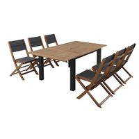 SALON DE JARDIN FINLANDEK - Ensemble repas 180 cm 6 places en euca SALON DE JARDIN FINLANDEK - Ensemble repas 180 cm 6 places en euca