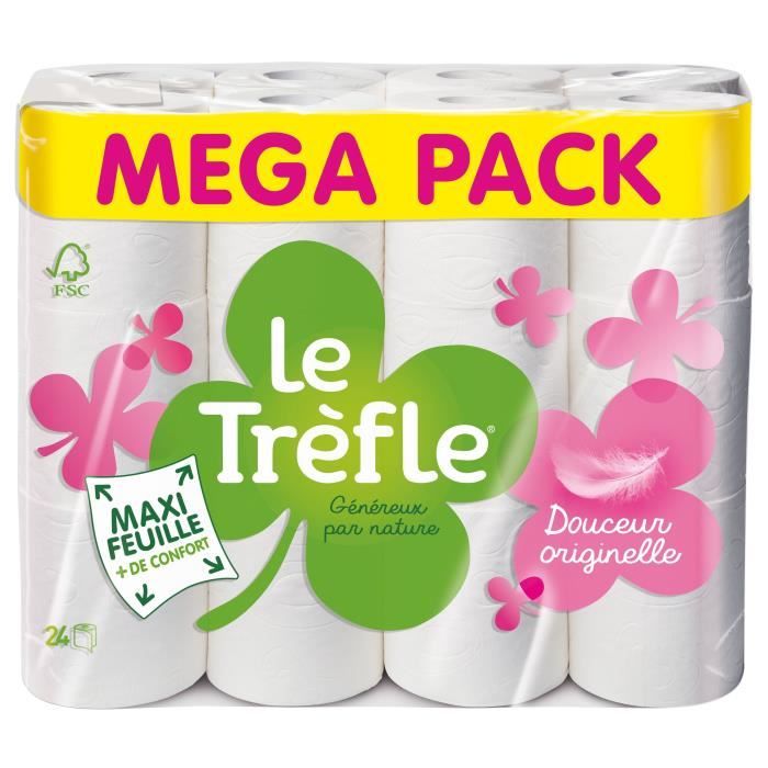 LE TREFLE Papier toilette Maxi Feuille Douceur Originelle x24