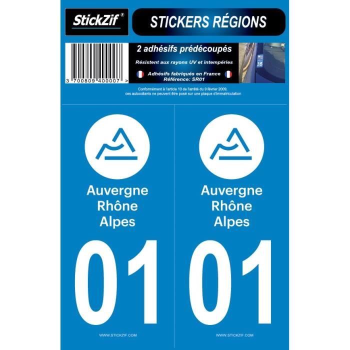 STICKZIF 2 Autocollants Région Département 01 SR01