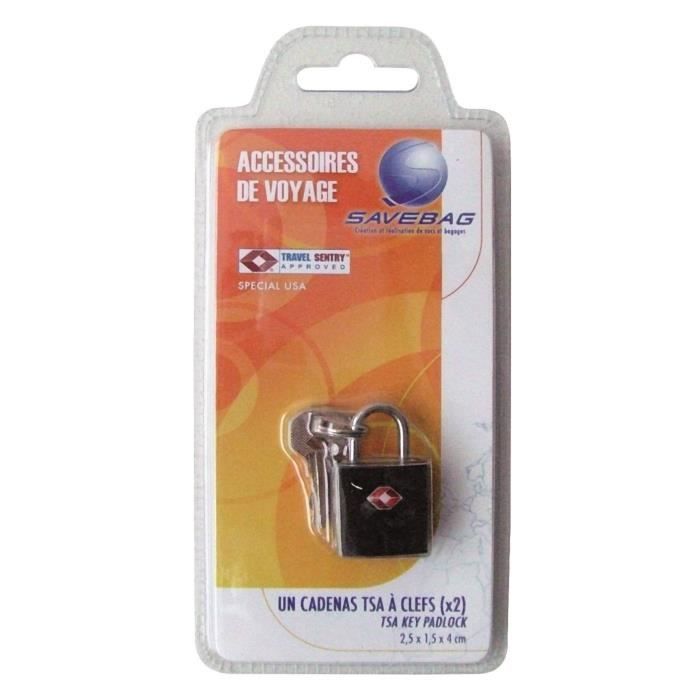 SAVEBAG Cadenas TSA à 2 clefs en métal - Noir