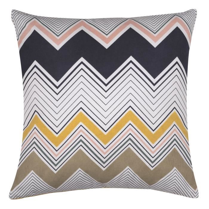 Coussin Zalo - 100% coton - 45 x 45 cm - Jaune moutarde