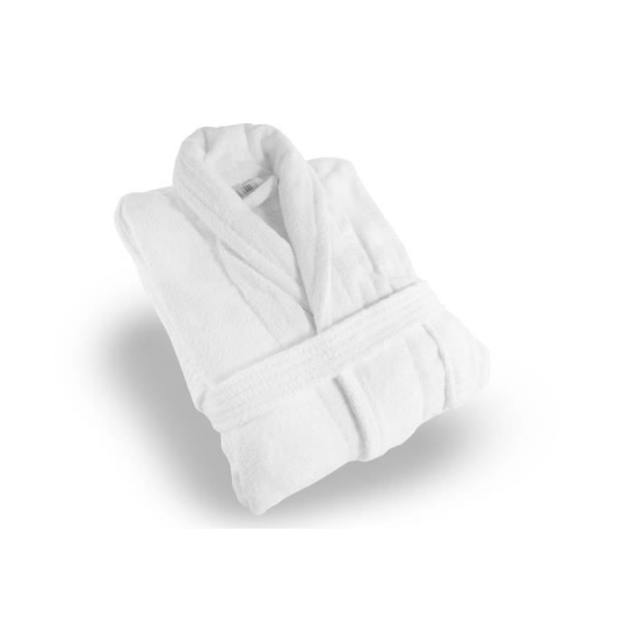 SOLEIL D'OCRE Peignoir éponge Velours - Taille M - 100% Coton - Blanc