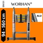 WORHAN/® Echelle 5m T/élescopique Aluminium Anodis/é Modulable Pliable Polyvalente Escabeau Solide AVEC DES ANNEAUX EN ALUMINIUM AK5