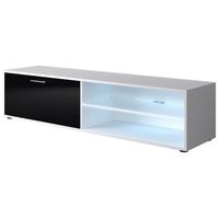 MEUBLE TV KORA Meuble TV contemporain blanc et noir brillant MEUBLE TV KORA Meuble TV contemporain blanc et noir brillant
