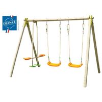 BALANÇOIRE - PORTIQUE TRIGANO Portique bois pin traité 1,90 m 3 agrès BALANÇOIRE - PORTIQUE TRIGANO Portique bois pin traité 1,90 m 3 agrès
