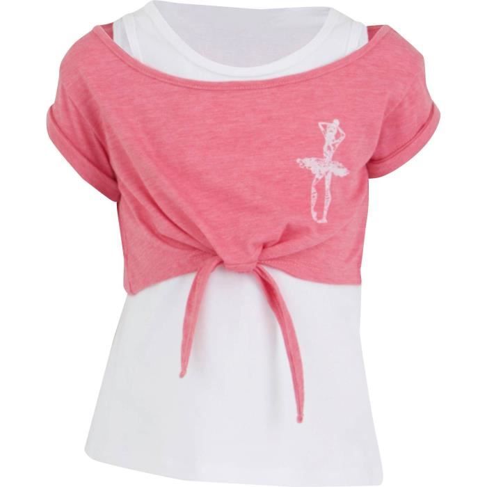 DANSKIN T-shirt Cats fille - Rose / Blanc
