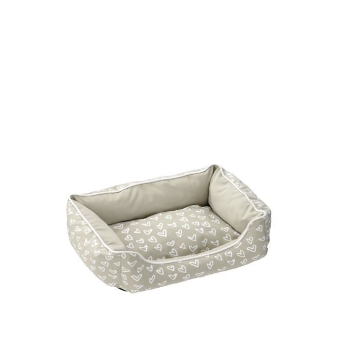 D&D Coussin Lovely Domino-Bed - 110 x 80 x 24cm - Beige / Blanc