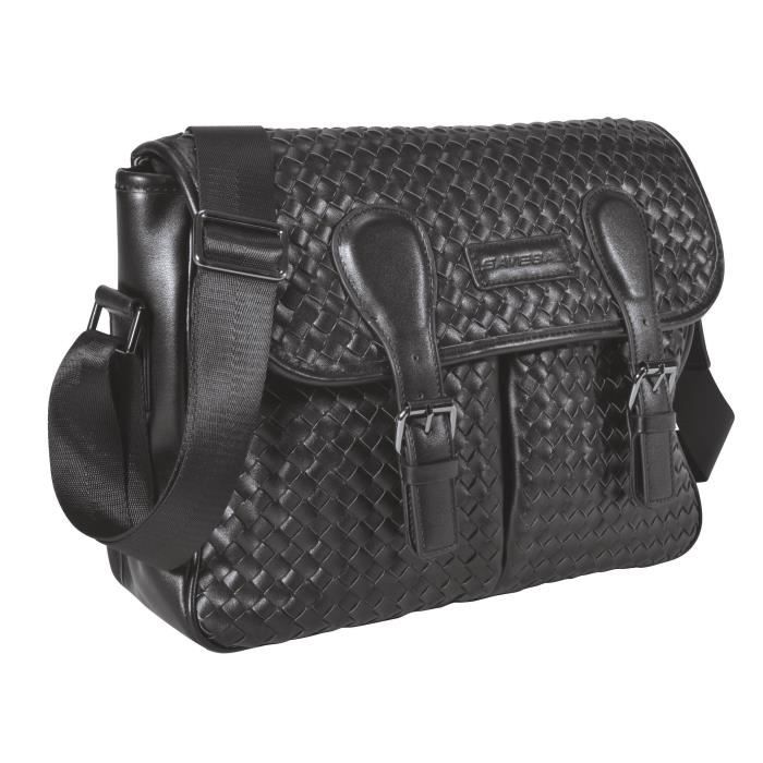SAVEBAG Besace WHOPE imitation cuir tressé - Noir