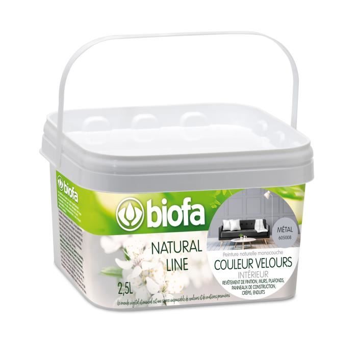 Biofa Peinture Murale Naturelle Monocouche 25 L Gris Métal