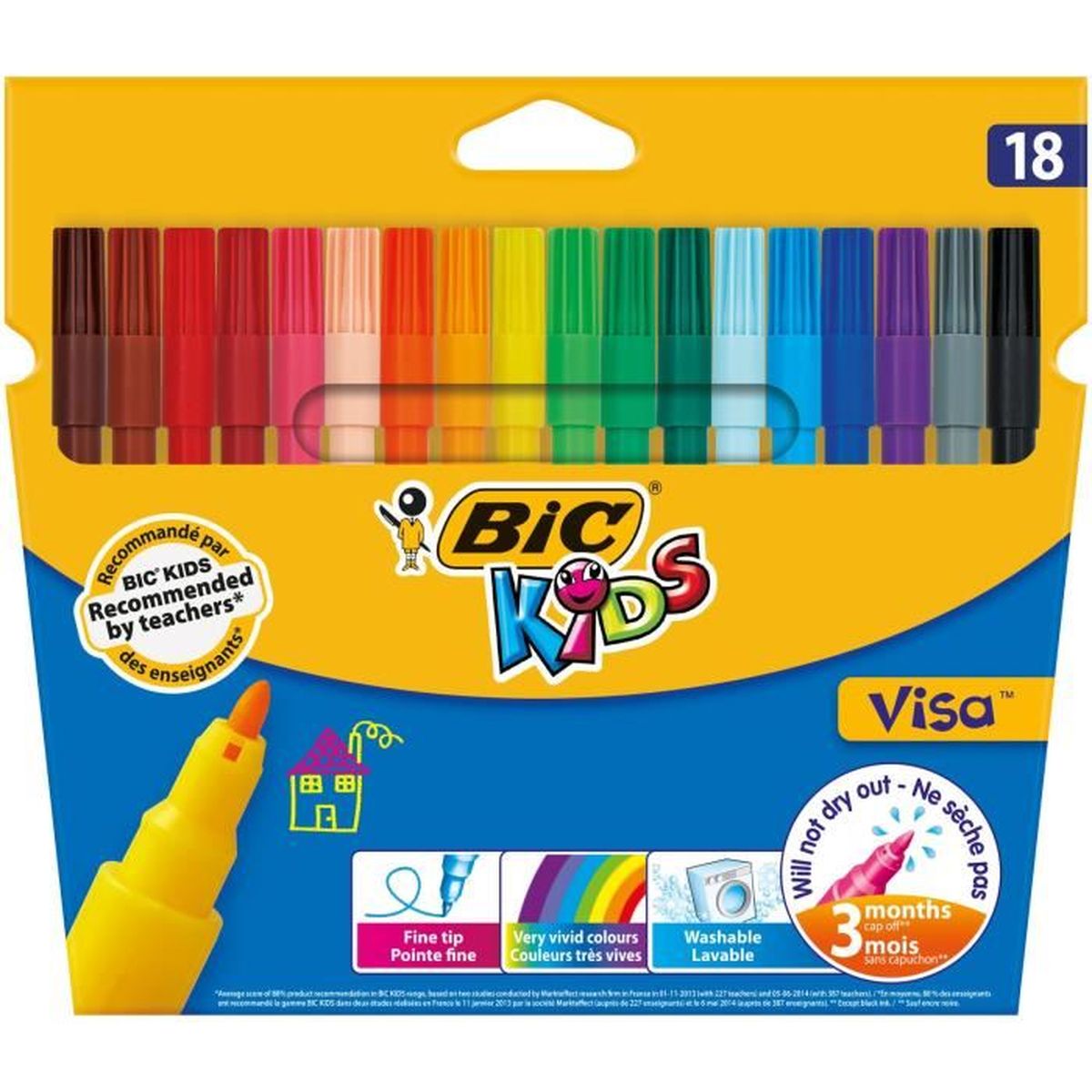 Crayon feutre Achat Vente Crayon feutre pas cher Cdiscount BIC Visa Kids Lot de 18 feutres dessin