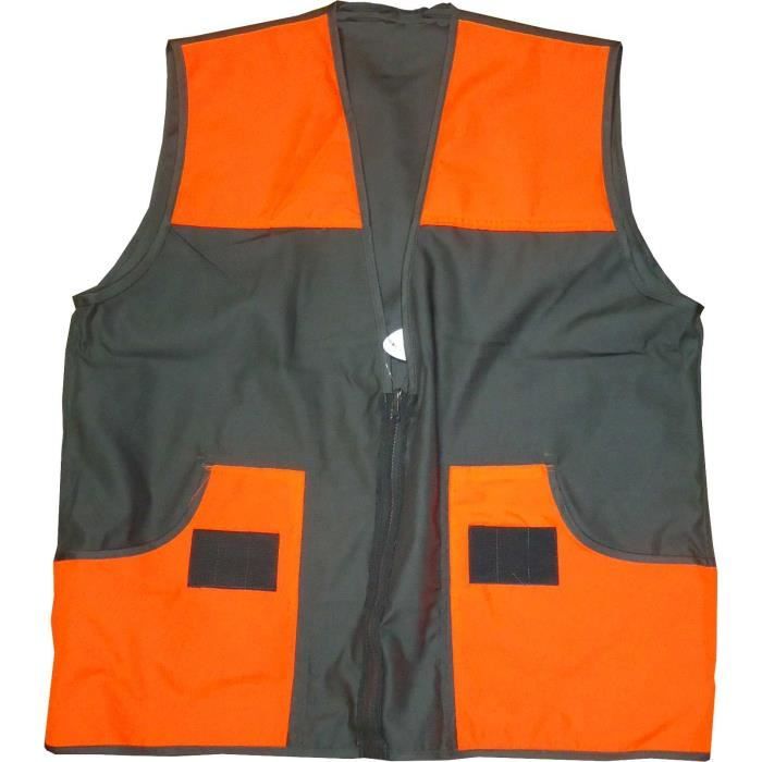 TERRITOIRE CHASSE Gilet réversible - Kaki / Fluo