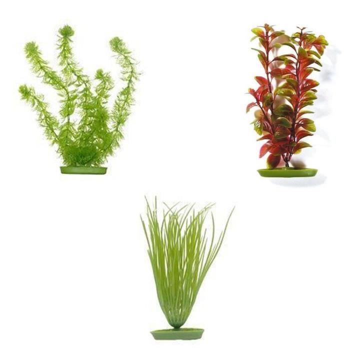 AQUA Lot de 3 plantes artificielles - Pour aquarium