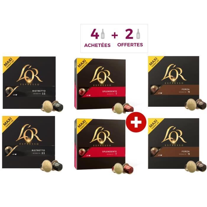 L'OR ESPRESSO Lot de 80 Capsules + 40 gratuites café - 3 variétés - Forza splendente ristretto