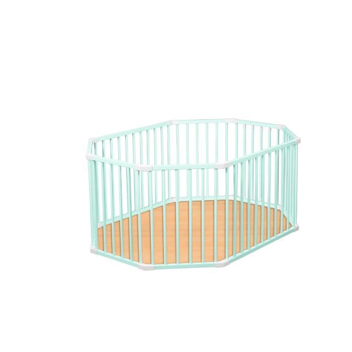 COMBELLE Parc ovale LOUIS avec fond pliant laque vert mint