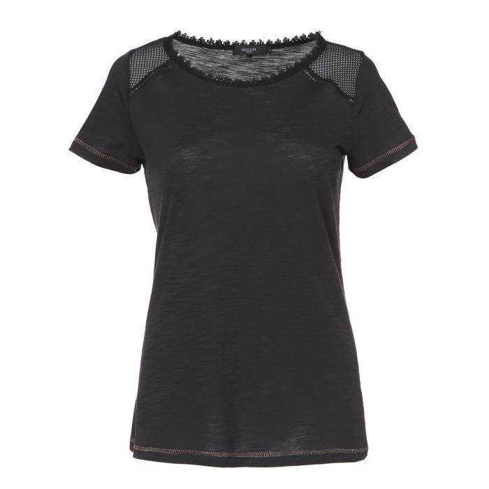 DEELUXE T-Shirt Cleo Noir Surpiqure Doré noir Femme