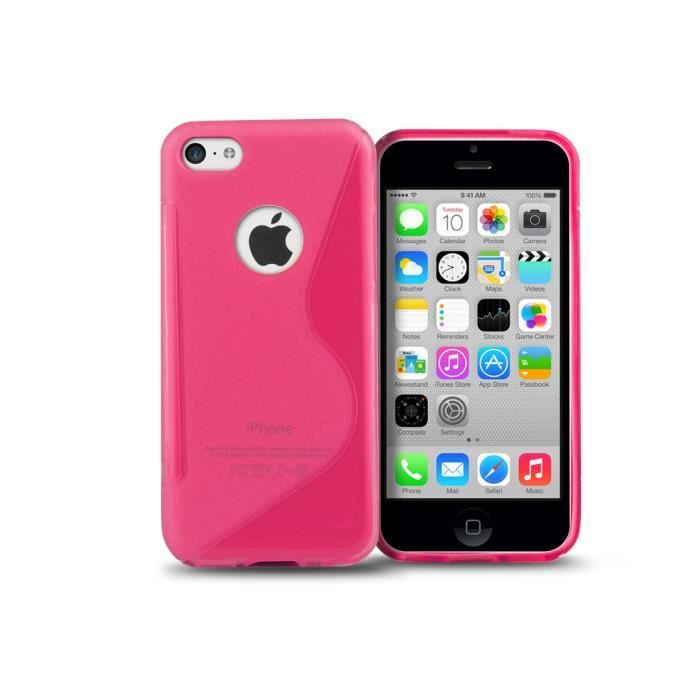 Coque iPhone 5C Silicone Grip Logo Rose Achat coque