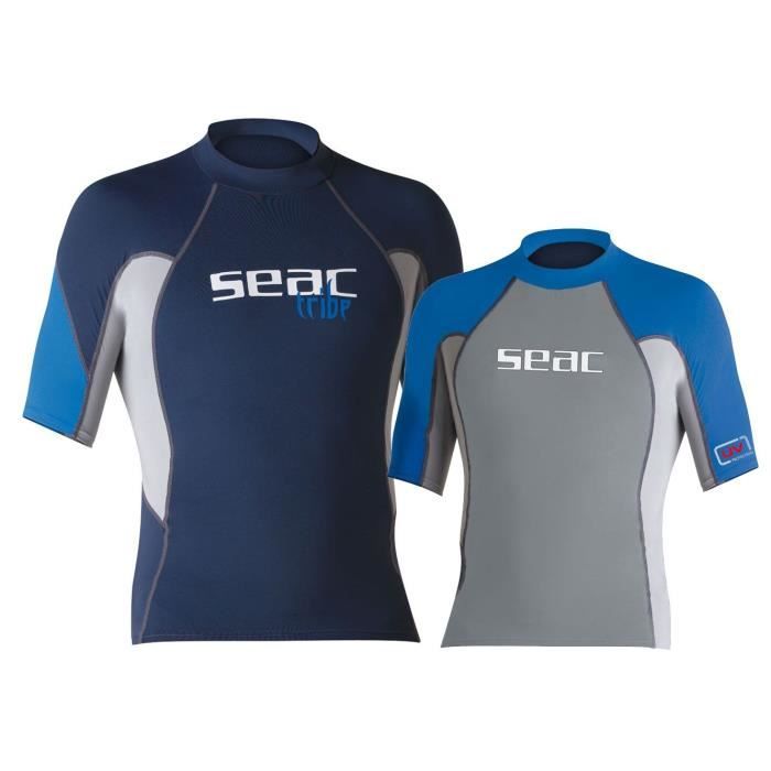 SEAC Top de glisse manches courtes lycra Rash Guard RAA Evo - Enfant - Bleu et gris