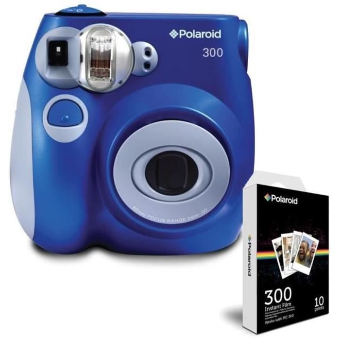Pack POLAROID PIC300 Bleu Appareil photo instantané compact + POLAROID POLPIF300 10 feuilles pour appareil photo instantané
