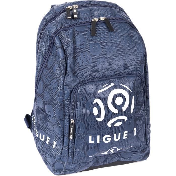 KID'ABORD LIGUE 1 Sac à Dos Borne - 2 Compartiments - 9 à 12 ans - Adolescent - 45cm - Marine Décor Blanc - Enfant Garçon