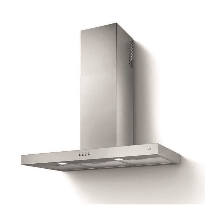 HUDSON Hotte décorative - Evacuation et recyclage - 420m3-h - 47dB min - 3 vitesses - Larg 60cm - Inox