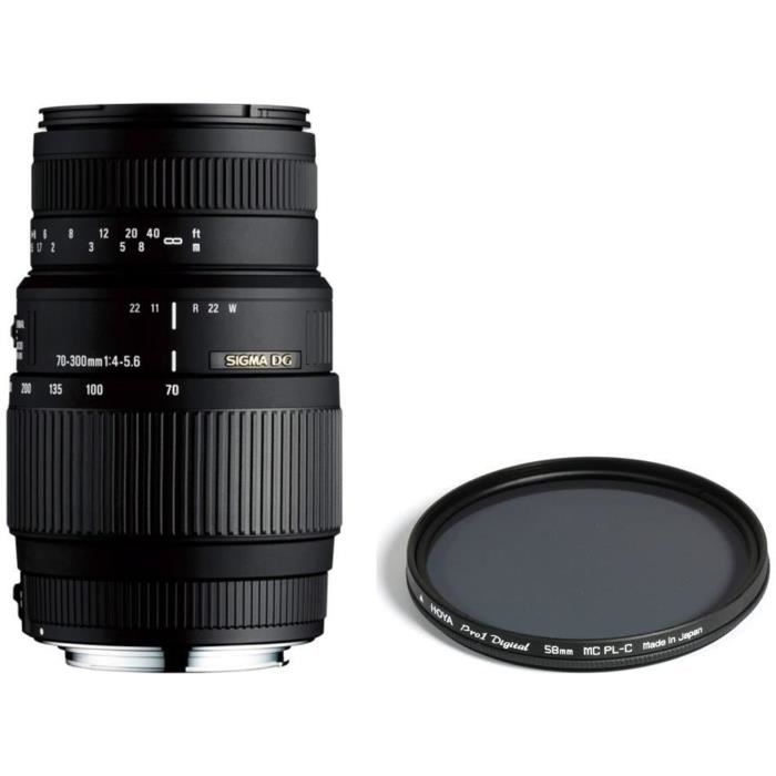 Pack SIGMA 70-300mm F4-5.6 DG Macro NIKON + Filtre Polarisant Ø 58.0MM