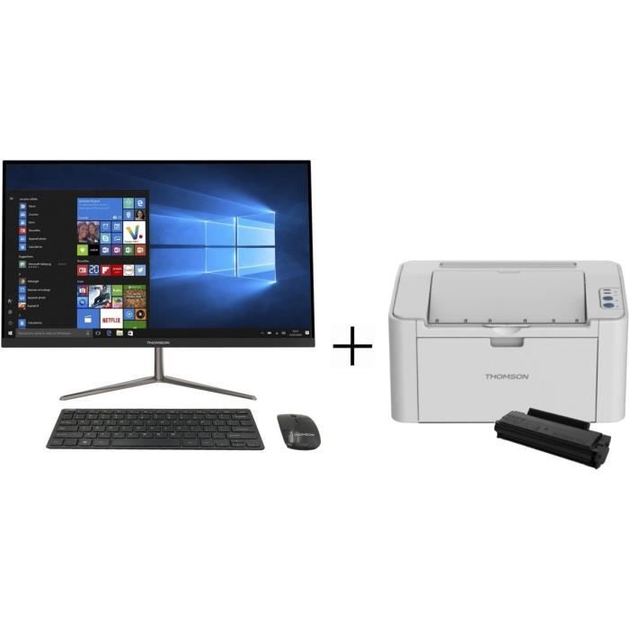 PC Tout-en-un - THOMSON AIO21C-4GR64 - 21,5'' FHD - Intel Celeron - RAM 4Go - Stockage 64Go + Imprimante TH-2500 + Toner CAR500