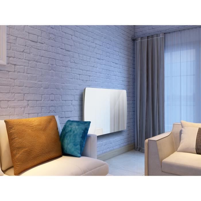OCEANIC 2000 Watts Topaze Radiateur électrique fixe panneau rayonnant façade en verre - Blanc