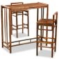 Mobilier De Salle A Manger Table Avec Chaise 3 Pcs Bambou Marron