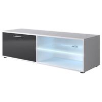 MEUBLE TV KORA Meuble TV contemporain blanc et gris brillant MEUBLE TV KORA Meuble TV contemporain blanc et gris brillant