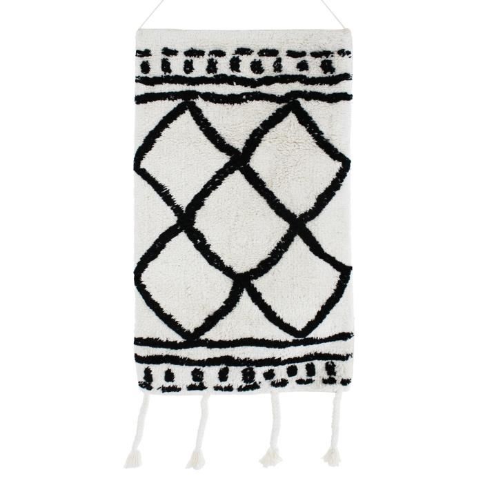 Tissage / Suspension murale berbère Losange - 40 x 80 cm -Blanc écru