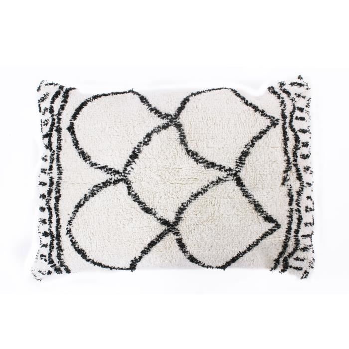 Coussin berbère Losange - 60 x 80 cm - Beige et noir