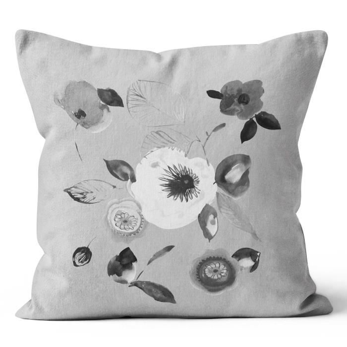 SOLEIL d'OCRE Coussin déhoussable Aquarelle 40 x 40 cm - Gris