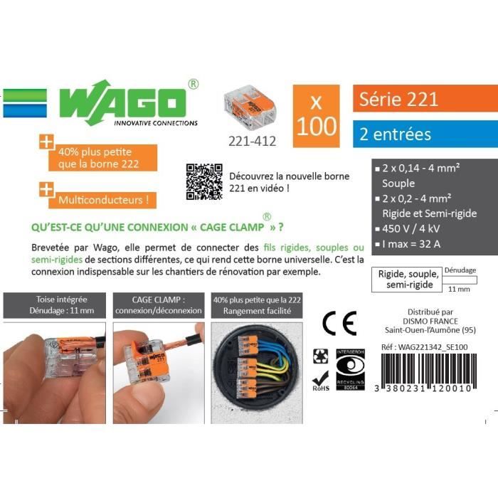 WAGO Seau 100 bornes - 221 - 2 entrées