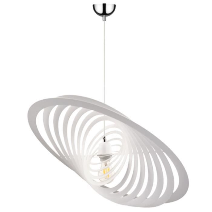 Lustre Métallique Suspension Blanc Luminaire Plafond Salle Séjour Chambre De Anneaux A5RLjqc34