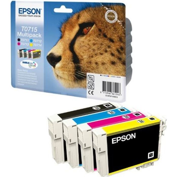  Epson  cartouches T0715  B C M Y Pack couleurs Prix pas 