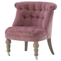 FAUTEUIL Fauteuil crapaud capiton velours rose poudre FAUTEUIL Fauteuil crapaud capiton velours rose poudre
