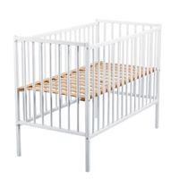 LIT BÉBÉ TINEO Lit bébé à Barreaux 60x120 cm blanc LIT BÉBÉ TINEO Lit bébé à Barreaux 60x120 cm blanc