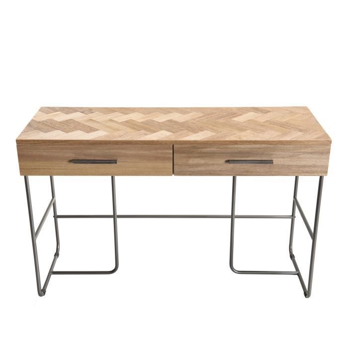 Produit shopeco.fr : BLANCHE Bureau 2 tiroirs - Bois pieds métal