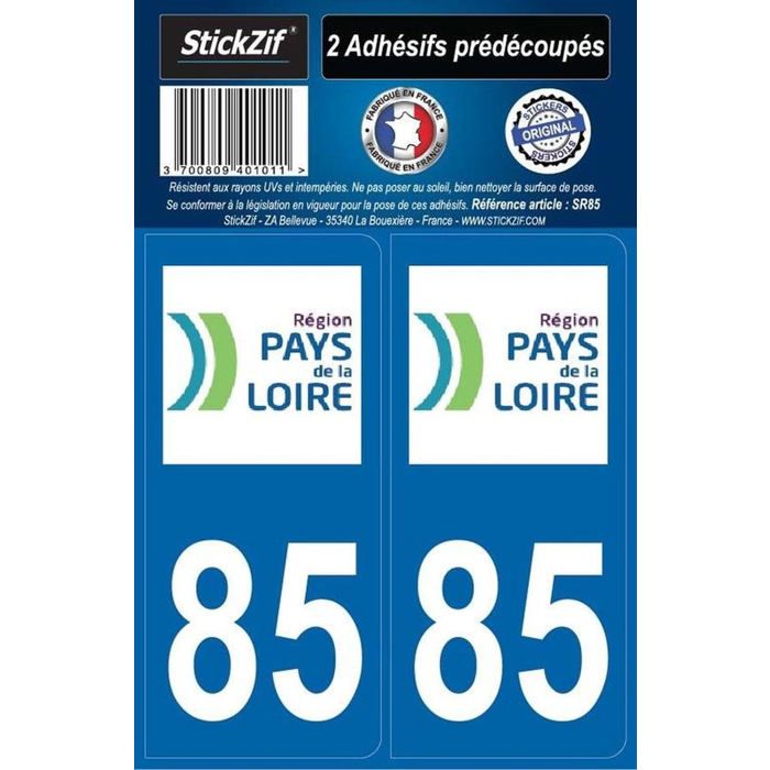 STICKZIF 2 Autocollants Région Département 85 SR85