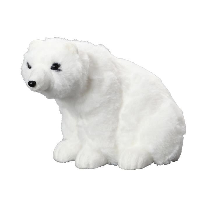 Personnage de Noël Ours à poser blanc 11x16x13cm