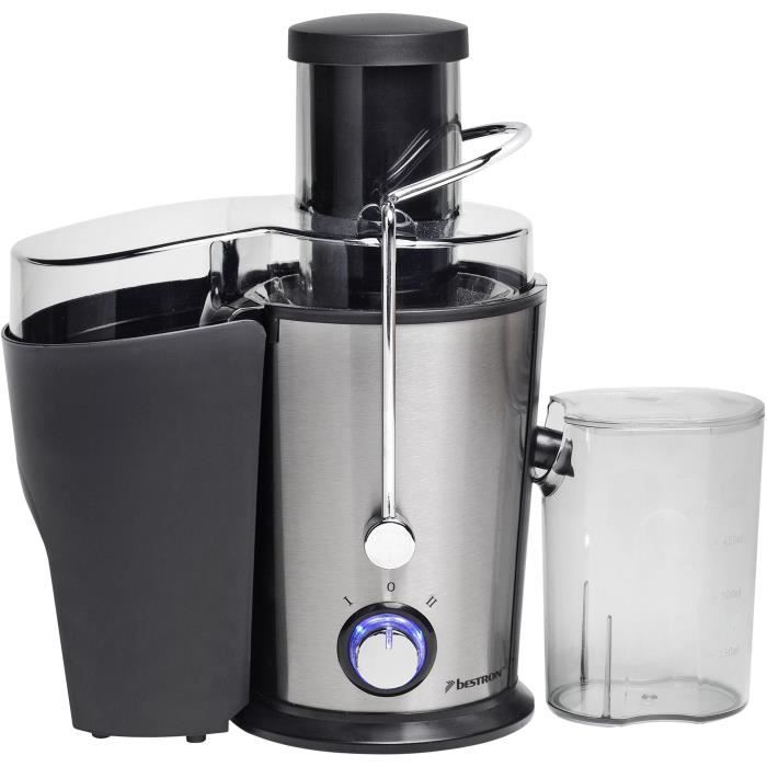 BESTRON AGS326 Centrifugeuse de jus - 1L - 2 vitesses - 400W - Noir/inox