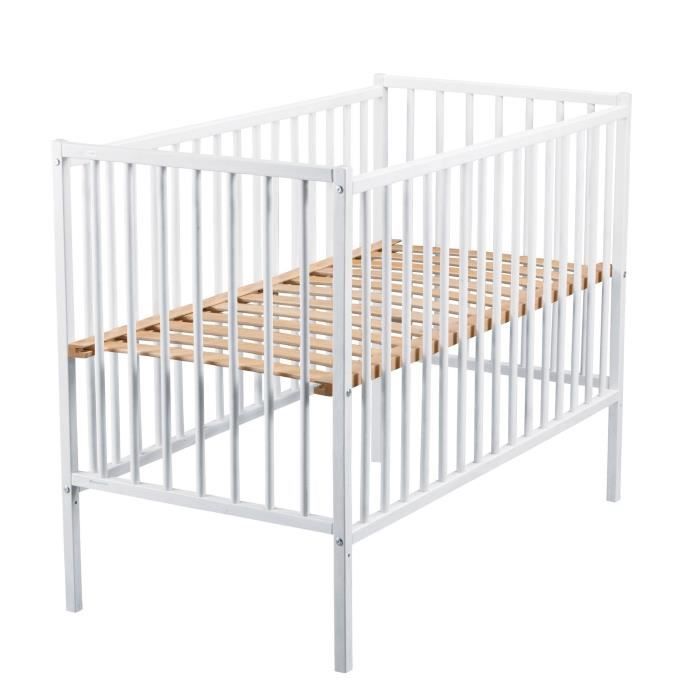 TINEO Lit bébé à Barreaux 60x120 cm blanc
