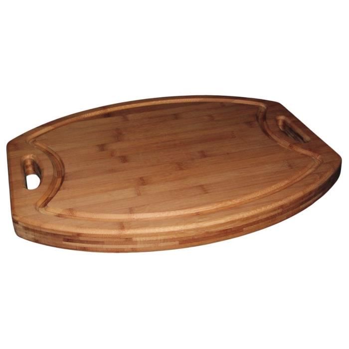 TOTALLY BAMBOO Billot de cuisine avec rigole et poignée BA203036 41x33x2,5 cm marron