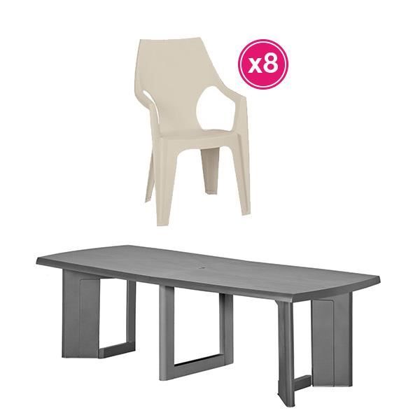 Salon de jardin: table graphite + 8 fauteuils cappuccino - Achat ... Salon de jardin: table graphite + 8 fauteuils cappuccino - Achat ...