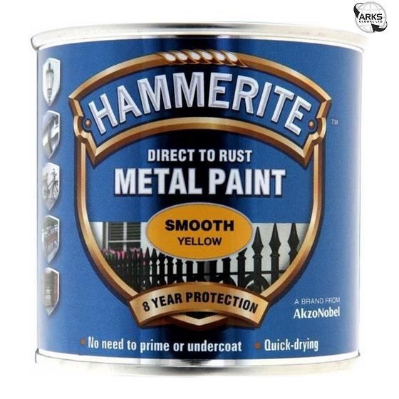 Hammerite Directe à La Rouille Peinture Métal Lisse Jaune 250ml