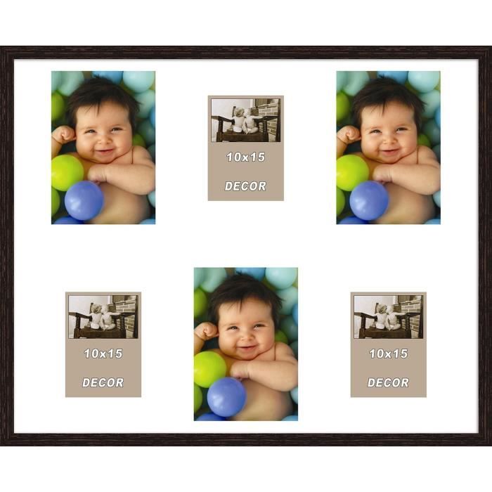ERIKA Cadre photos pêle-mêle 6 vues 40x50 cm Wengé