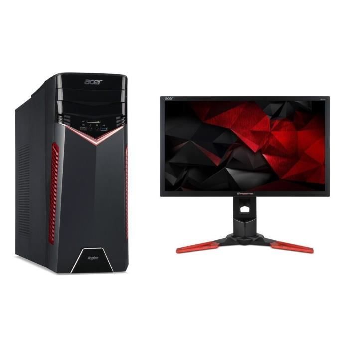 PC ACER Aspire GX-281 - AMD Ryzen 7 - RAM 16Go - 1To HDD + 256Go SSD - GTX 1060 3Go + Ecran Predator XB241H 24\