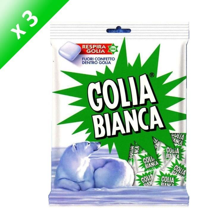 Lot de 3 PERFETTI Bonbons golia bianca 180 g