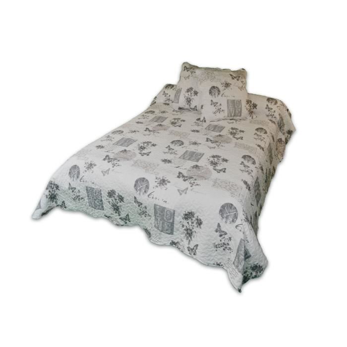 SOLEIL D'OCRE Couvre lit Boutis Patrick 240x260cm avec 2 taies d'oreiller