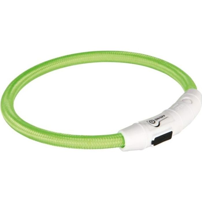 TRIXIE Flash Anneau lumineux USB M–L: 45 cm/ø 7 mm vert pour chien